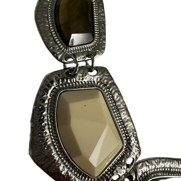 NWT Bansri Turquoise Chunky Statement Necklace in Silver tone NEW - Picture 5 of 14